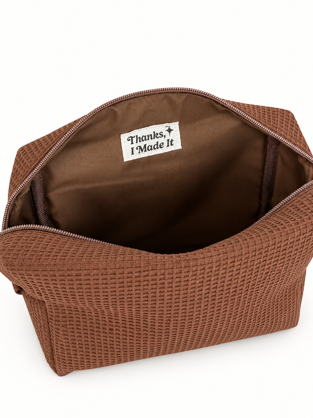 Serial Hobbyist Chocolate Brown Premium Waffle Pouch – Baby Blue 3D Puff Milkshake Embroidery