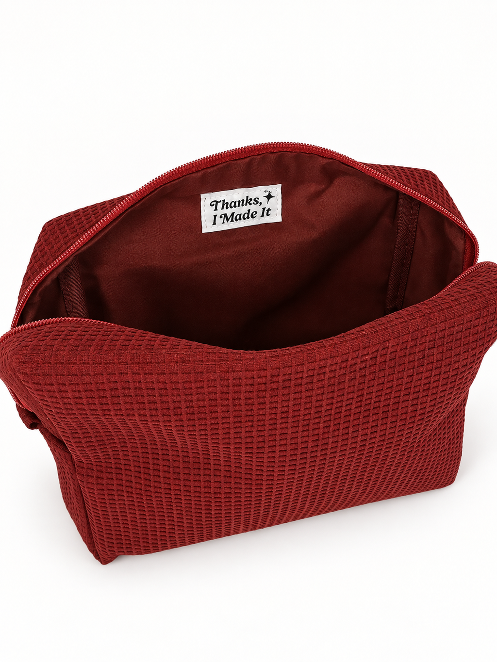 Keep Calm and Carry Yarn Cranberry Premium Waffle Pouch – Pink Embroidery