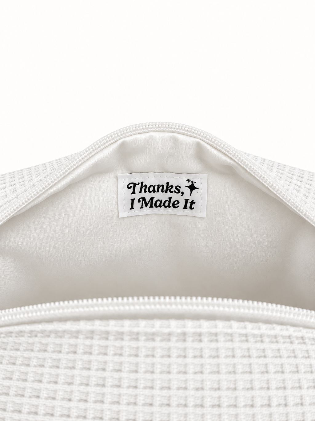 Could Be Worsted White Premium Waffle Pouch – Slate Blue Gothic Embroidery