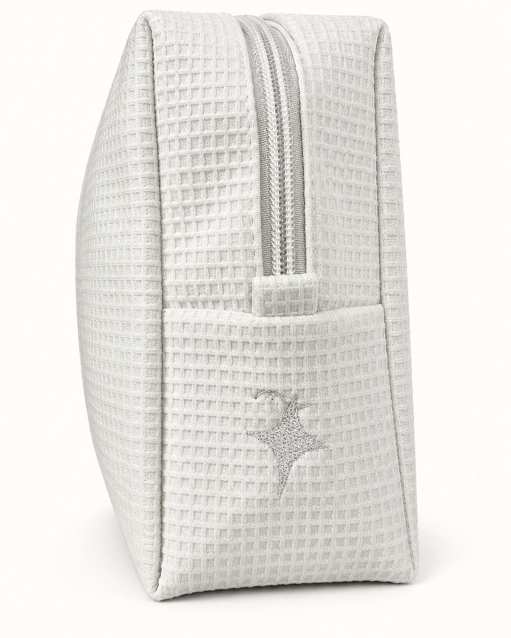 Could Be Worsted White Premium Waffle Pouch – Slate Blue Gothic Embroidery
