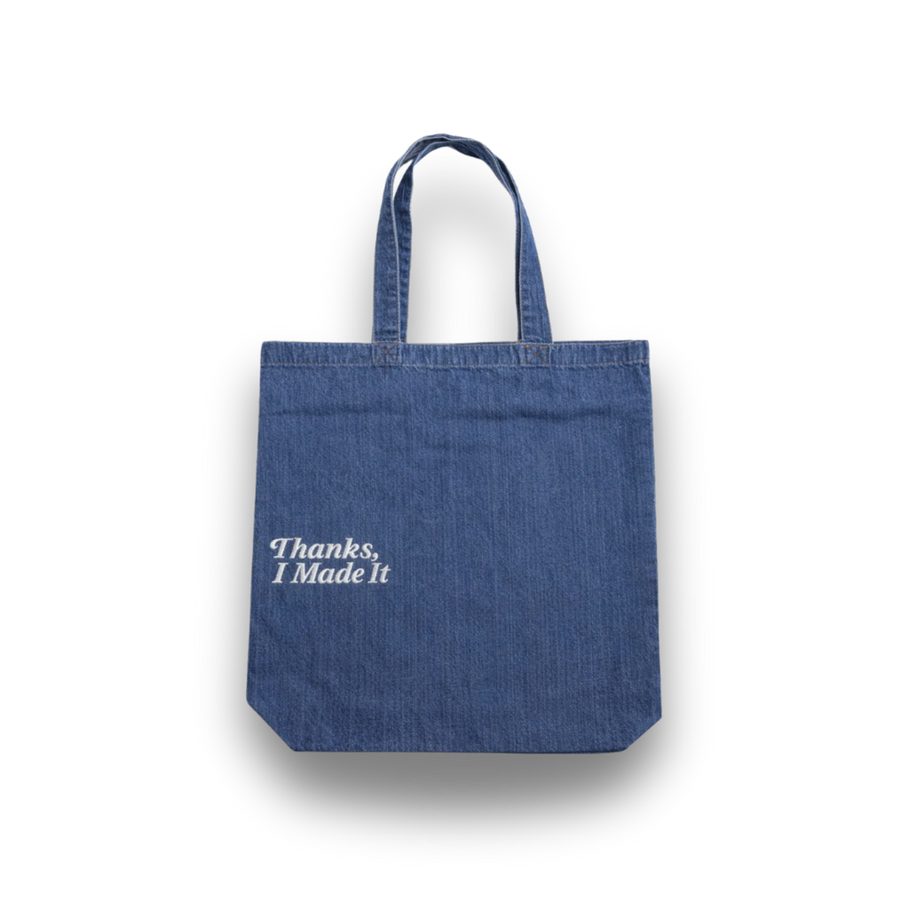 Thanks, I Made It - TIMI Denim Tote – Embroidered Project Bag for Makers