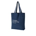 I Brought My Knitting - Denim Tote – White Embroidery | TIMI