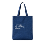I Brought My Knitting - Denim Tote – White Embroidery | TIMI