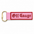 Off Gauge – Pink Bag Charm – Red Gothic Embroidery | Maker Favorite
