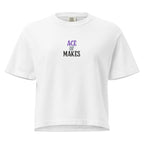 Heavyweight boxy tee with ACE OF MAKES embroidery in purple and grey
