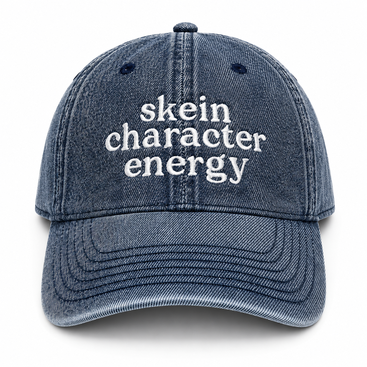 Skein Character Energy - Acid Wash Denim Hat – White Embroidery |TIMI