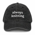 Always Knitting – Black Denim Hat – White Embroidery | Maker Favorite