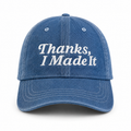 Thanks, I Made It - Medium Denim Hat – White Embroidery | Maker Favorite