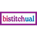 Bistitchual Black Bag Tag – Pink, Purple + Blue Embroidery