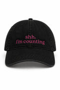 Shh, I’m Counting – Black Denim Hat – Pink Embroidery | Maker Favorite