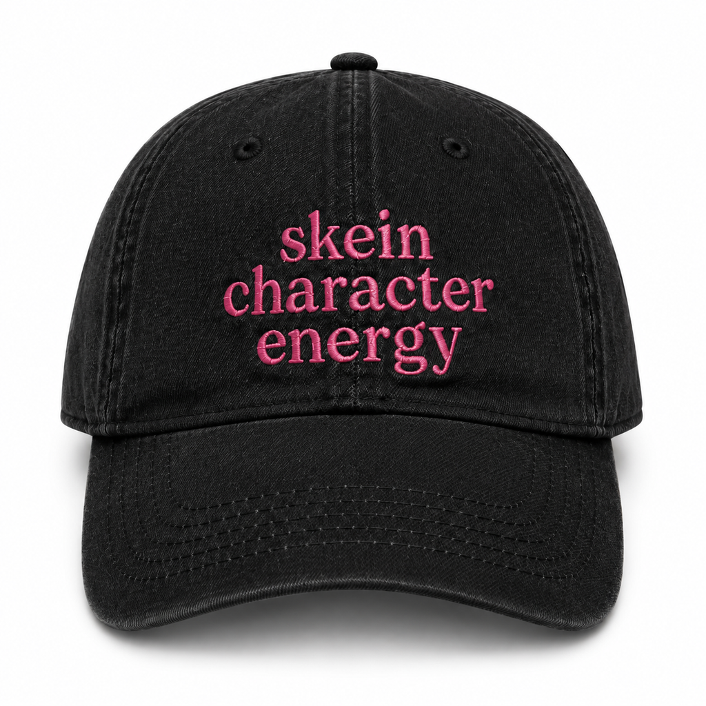 Skein Character Energy - Black Denim Hat – Pink Embroidery |TIMI