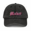 Maker - Black Denim Hat – Pink Embroidery | TIMI