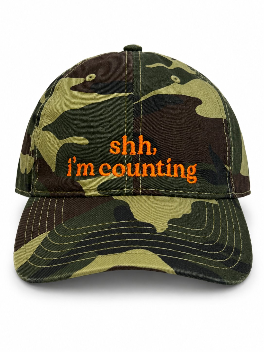Shh, I’m Counting – Camo Hat – Orange Embroidery | Maker Favorite (Copy)
