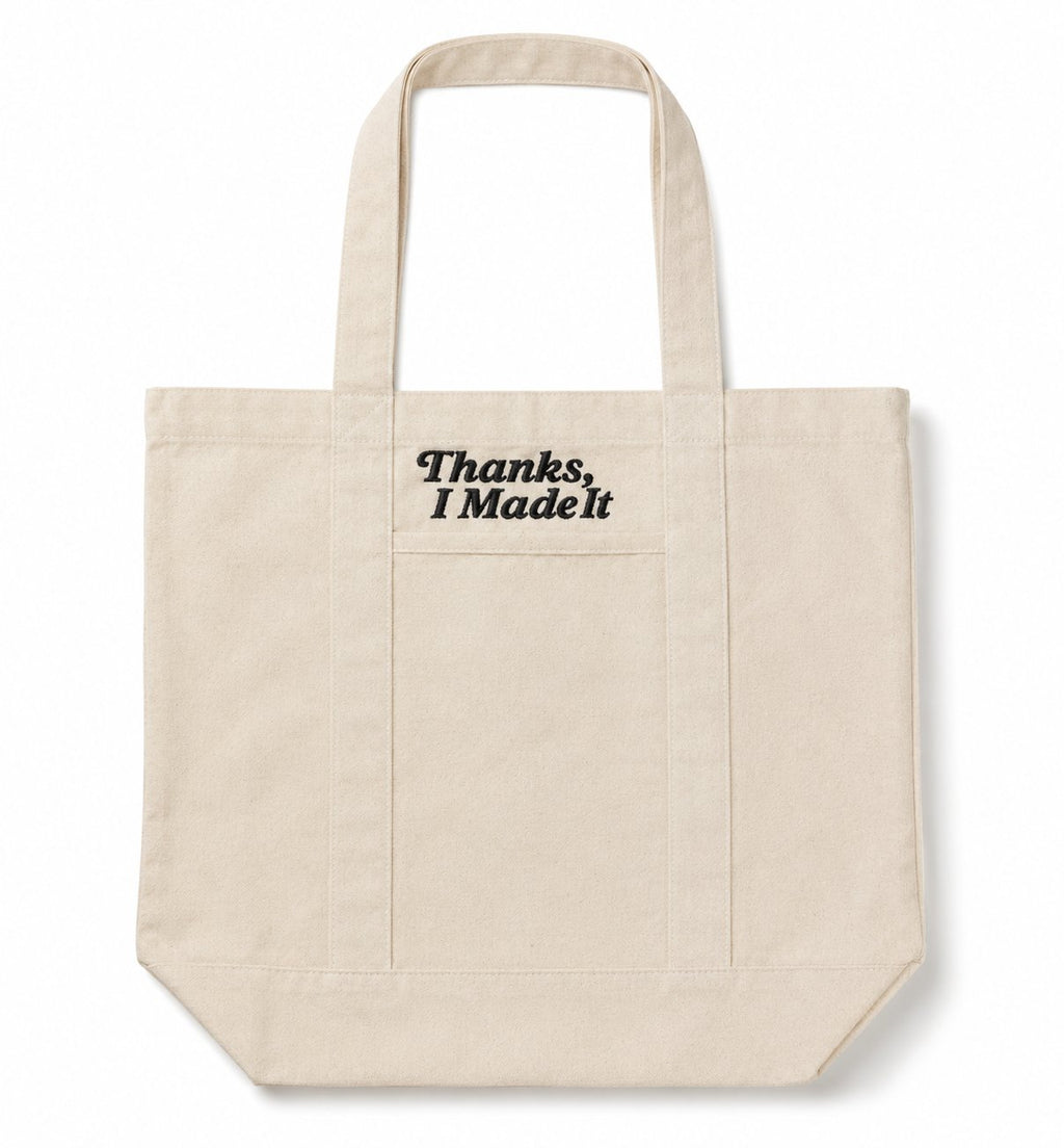 Make(r) Your Own | Canvas Pocket Tote Bag | Embroidered Knitting Project Tote