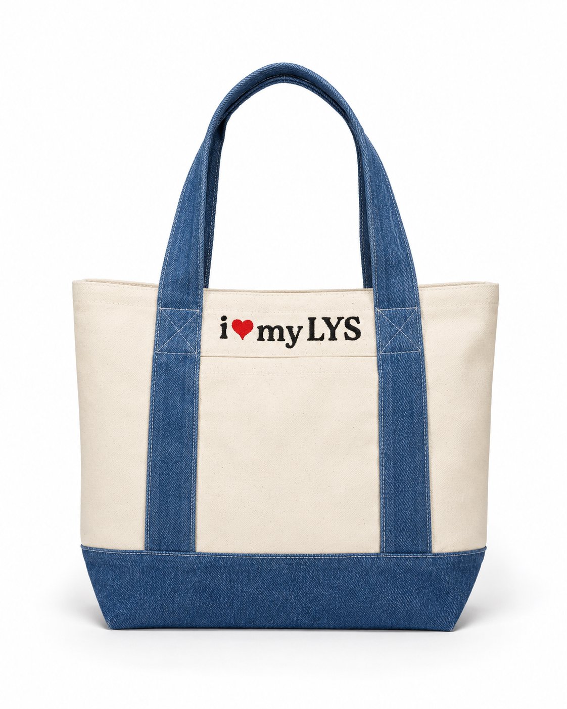 Make(r) Your Own | Mini Denim/Canvas Pocket Tote Bag | Embroidered Knitting Project Tote