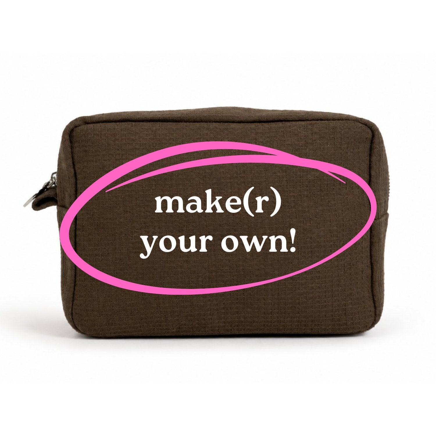 Brown | Make(r) Your Own | The “Just In” Case | Personalized Embroidered Waffle Project Pouch