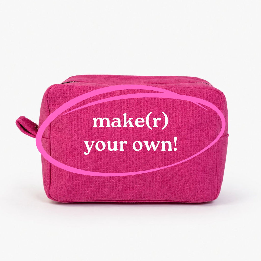 Pink | Make(r) Your Own | The “Just In” Case | Personalized Embroidered Waffle Project Pouch
