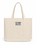 I Brought My Yarn Canvas Tote Bag with Pockets – Navy Embroidery | TIMI