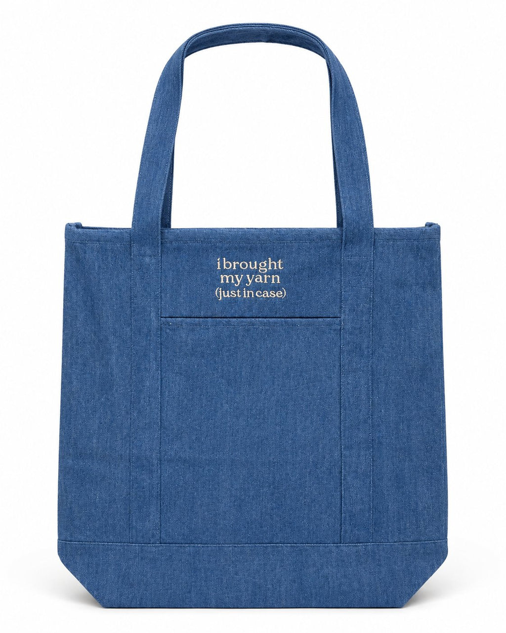 Make(r) Your Own | Denim Pocket Tote Bag | Embroidered Knitting Project Tote