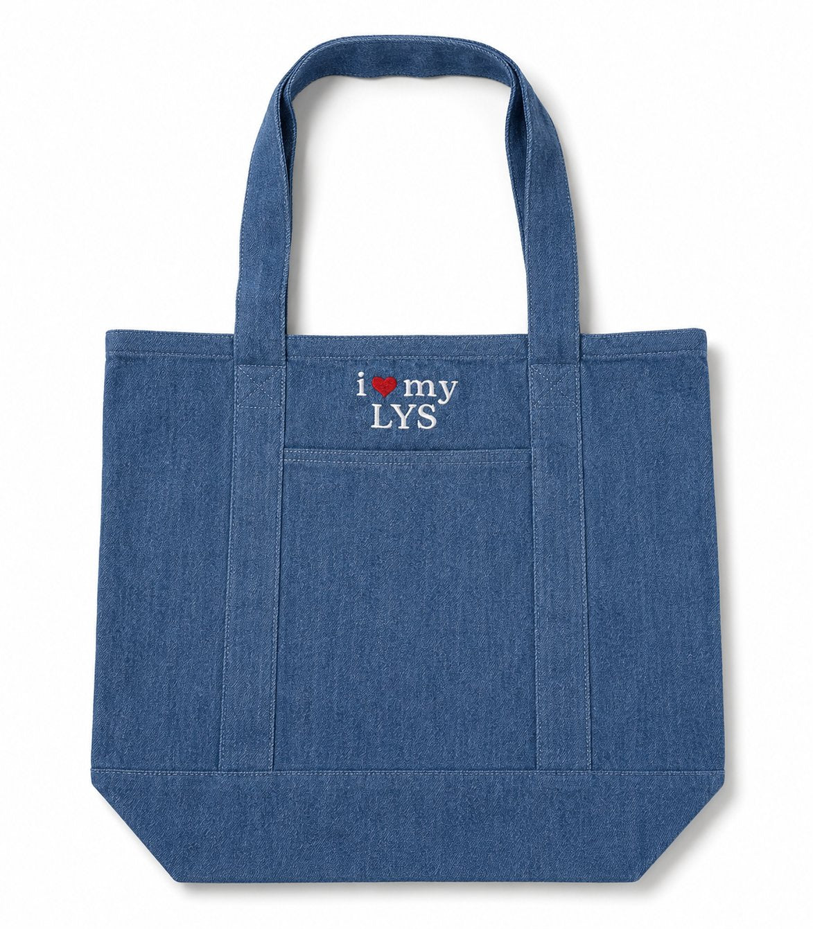 Make(r) Your Own | Denim Pocket Tote Bag | Embroidered Knitting Project Tote