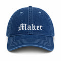 Maker - Medium Denim Hat – White Embroidery | TIMI