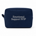 Emotional Support WIP - Dark Blue Waffle Project Pouch – Silver Metallic Embroidery | TIMI