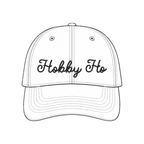 Custom Hobby Ho hat with chainstitch-style embroidery