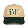 Khaki and forest green structured hat with forest green Knit embroidery