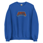Royal blue sweatshirt with orange and navy Knits front graphic