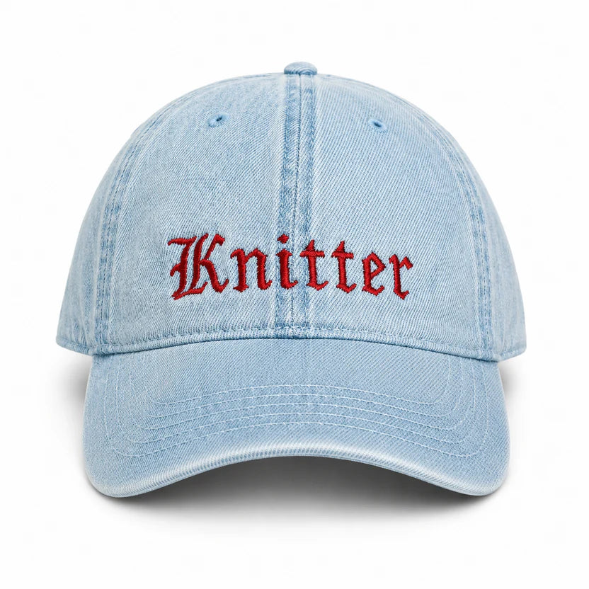 Light Wash Denim Hat | Make(r) Your Own | Custom Knitting Hat for Makers