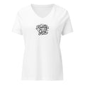 Women’s V-neck tee with tonal Knotty Girl embroidery