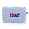 Knit Just Got Real - Light Blue Waffle Project Pouch – Red Embroidery | TIMI