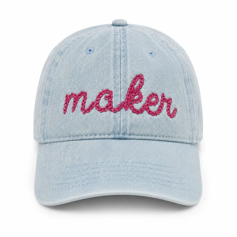 Light Wash Denim Hat | Make(r) Your Own | Custom Knitting Hat for Makers