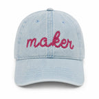 Light Wash Denim Hat | Make(r) Your Own | Custom Knitting Hat for Makers