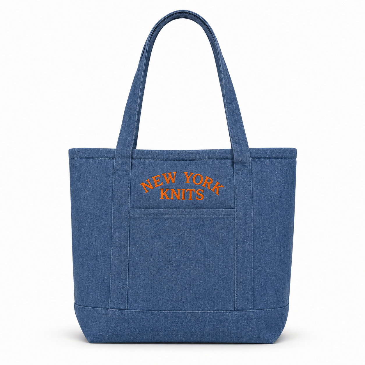 ニューヨーク刺繍デニムトートバッグ New York Knits Denim Tote | Orange Embroidery – Thanks, I Made It Co