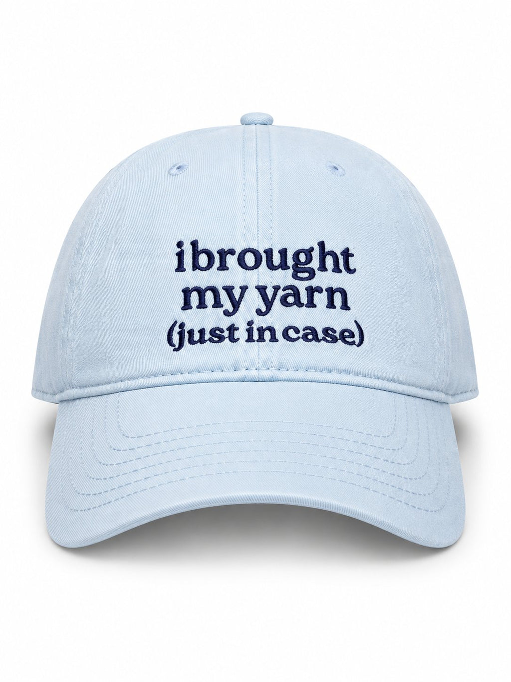 Powder Blue Dad Hat | Make(r) Your Own | Embroidered Knitting Hat for Makers