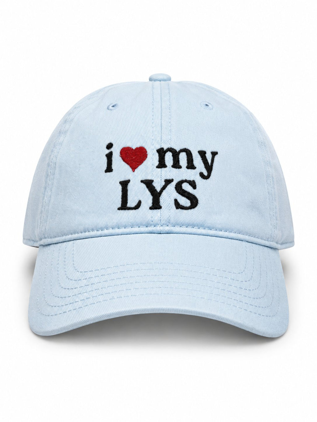 Powder Blue Dad Hat | Make(r) Your Own | Embroidered Knitting Hat for Makers
