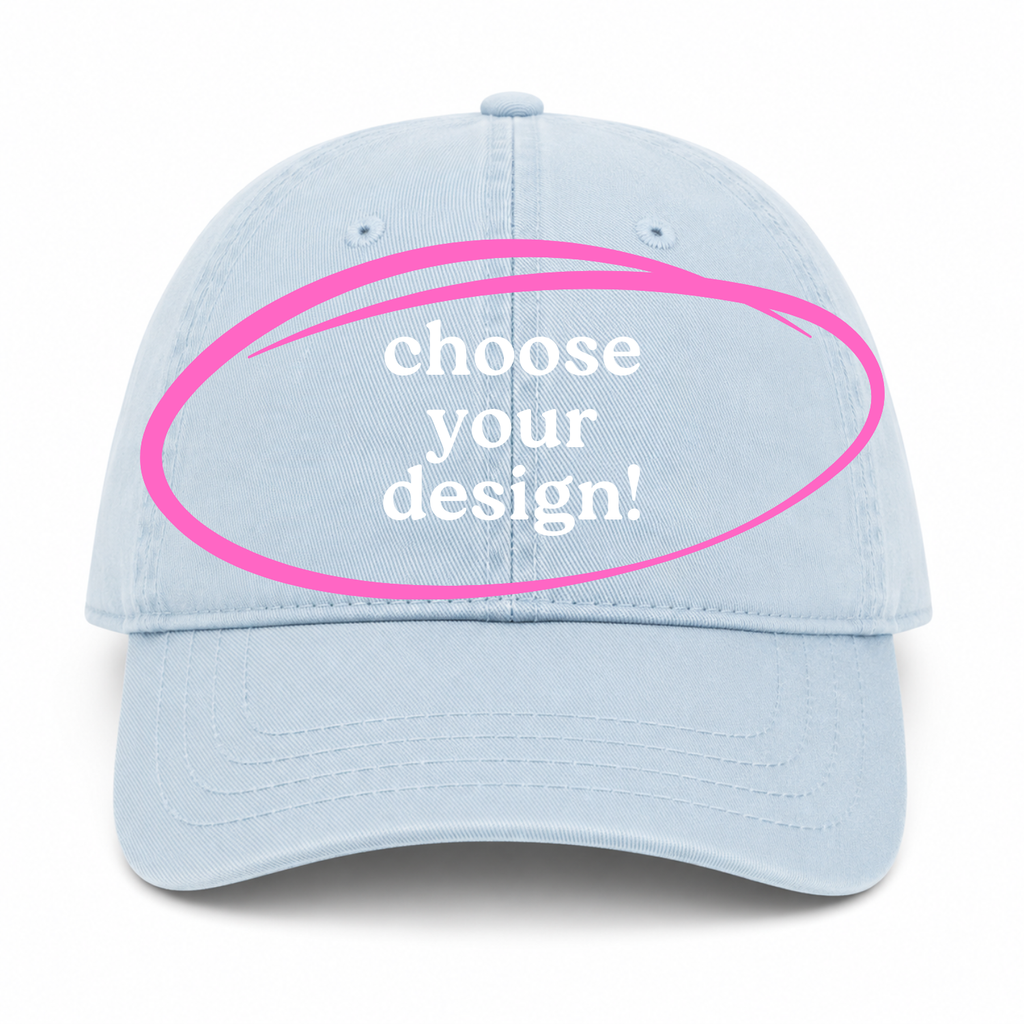 Powder Blue Dad Hat | Make(r) Your Own | Embroidered Knitting Hat for Makers