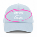 Powder Blue Dad Hat | Make(r) Your Own | Embroidered Knitting Hat for Makers