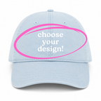 Powder Blue Dad Hat | Make(r) Your Own | Embroidered Knitting Hat for Makers