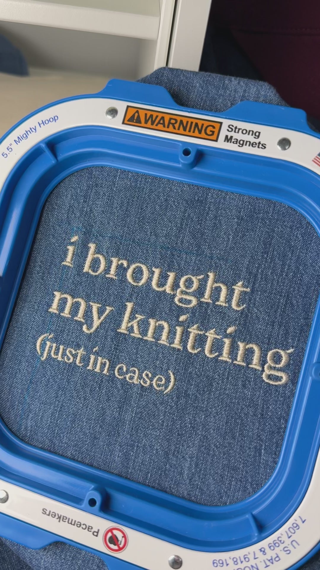 I Brought My Knitting Denim Tote – Custom Embroidered Bag for Knitters [CHOOSE YOUR THREAD COLOR!]