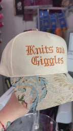 Knits and Giggles Jacquard Floral Brim Hat – Burnt Orange Gothic Embroidery