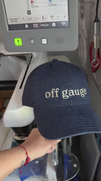 Off Gauge – Navy Blue Hat – Taupe Embroidery | Maker Favorite