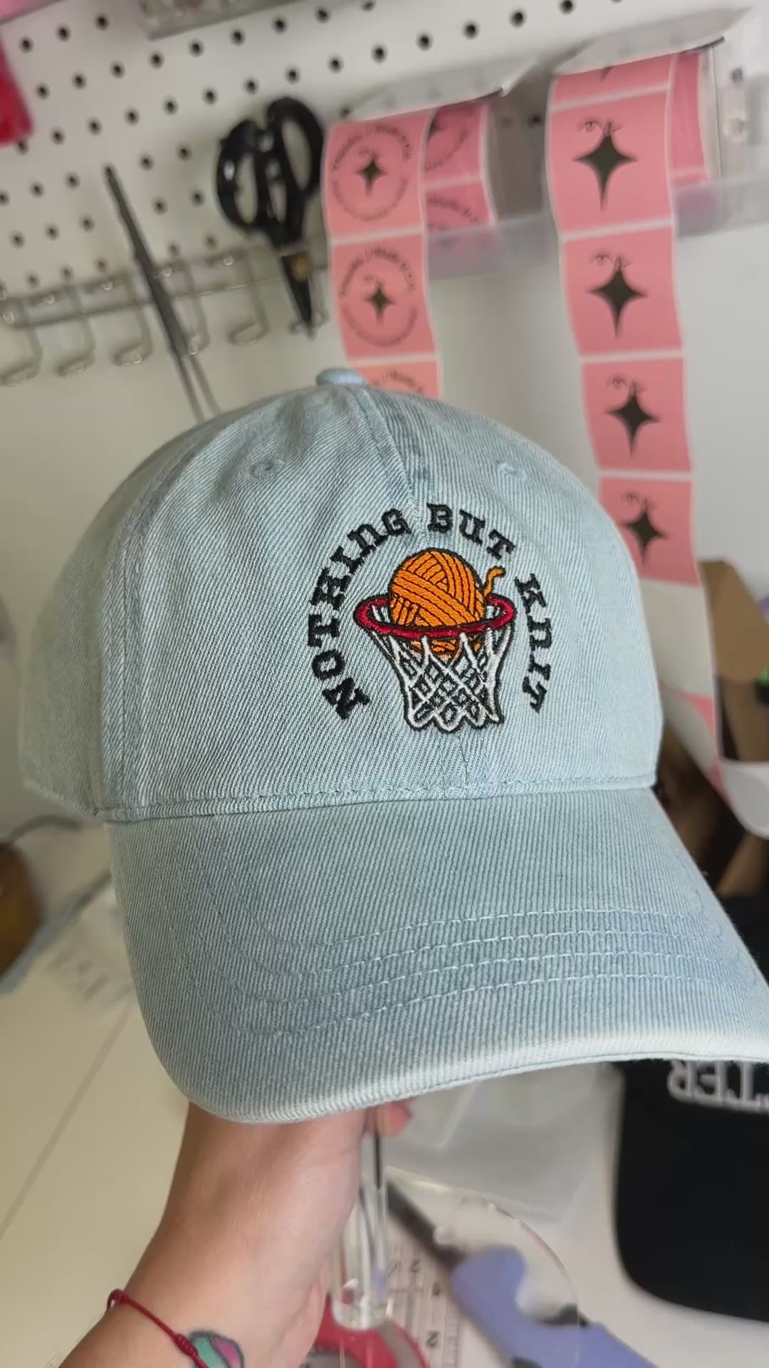 Nothing But Knit – Light Wash Denim Embroidered Hat | Maker Favorite