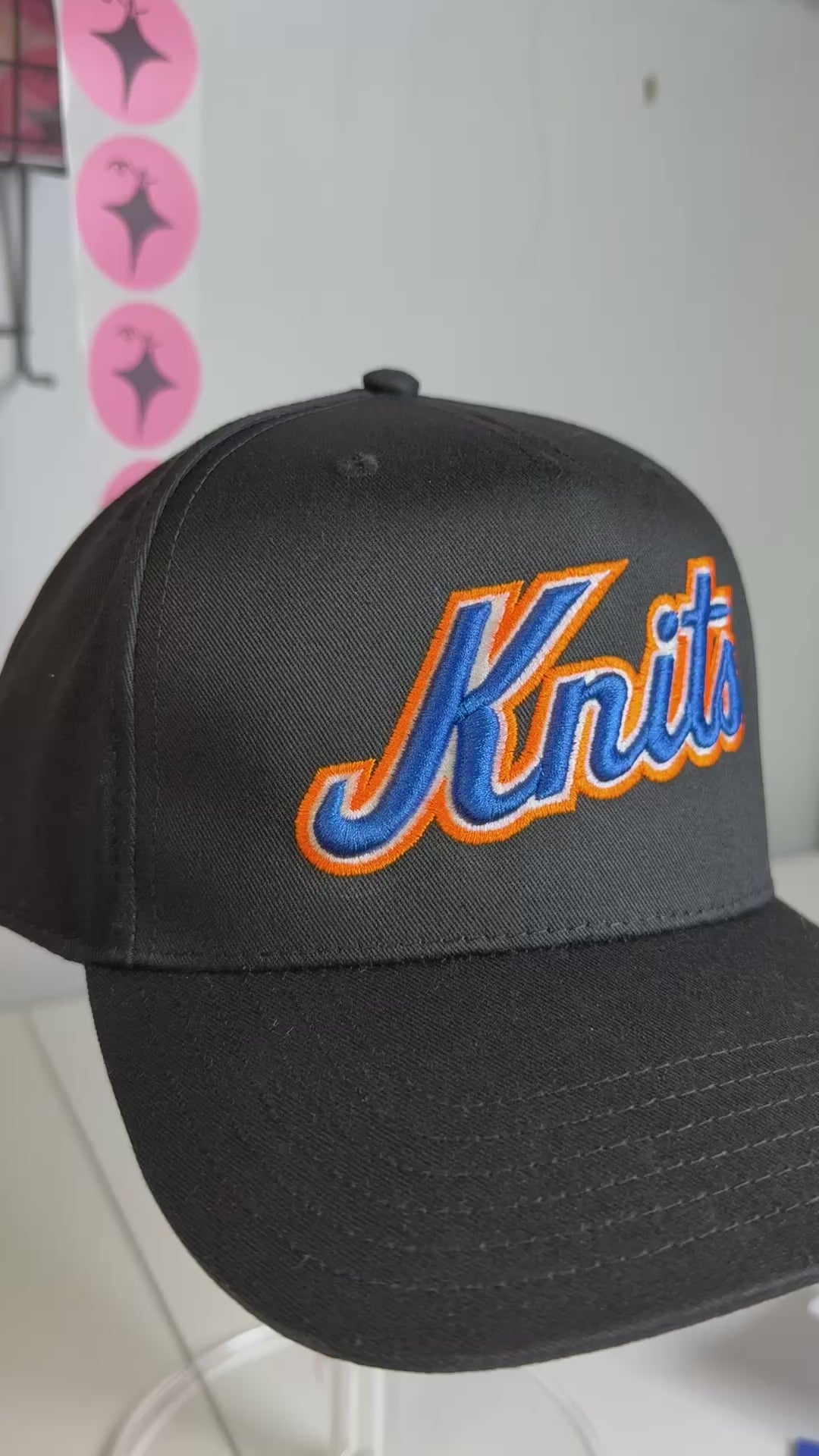 Knits – Black Structured Hat – Blue + Orange Embroidery | TIMI
