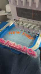 New York Knits – Denim Tote Bag with Pockets – Orange Embroidery | Maker Favorite