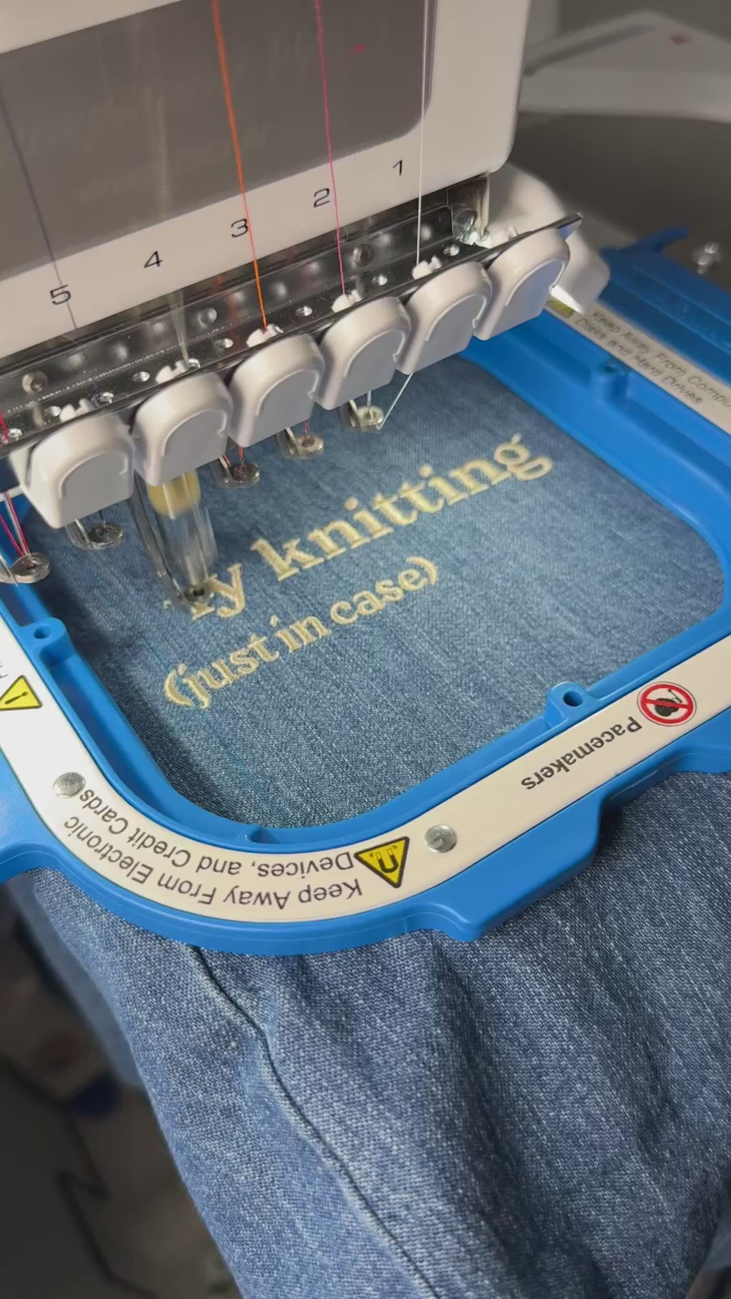 I Brought My Knitting Denim Tote – Custom Embroidered Bag for Knitters [CHOOSE YOUR THREAD COLOR!]