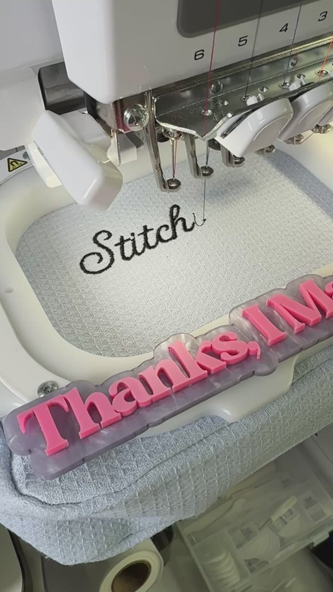 Stitching & Bitching – Baby Blue Waffle Project Pouch – Black Embroidery | Maker Favorite