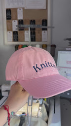 Knitter Pink Dad Hat – Navy Arched Embroidery