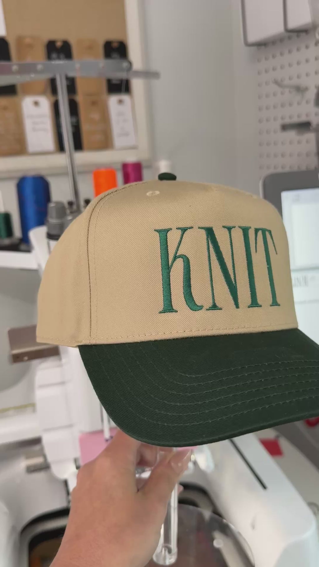 KNIT – Khaki/Forest Green Structured Hat – Forest Green Embroidery | Maker Favorites